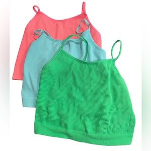 VIRAL Ribbed Cassie Spaghetti Strap Crop Tank Bralette Size L/XL